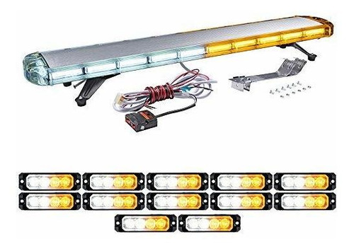 Ensamblaje De Luz De Seña Ámbar Blanco 1pc 47  Cob Led Beaco