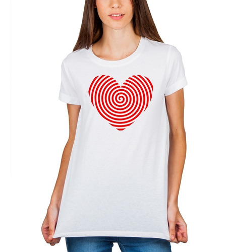 Playera Mujer Corazon Lineas Rojas Diseño 60 Playeras Beloma