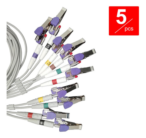 5x Pets Ecg Alligator Clip Cables De Prueba Eléctricos Clip