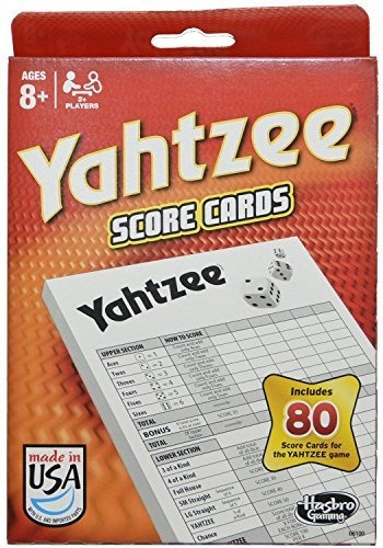 80 Hojas Tarjetas Yahtzee Score - 2 Pack.