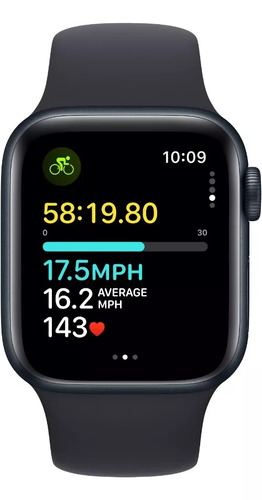 Apple Watch SE GPS (2da Gen) • Caja de aluminio color medianoche de 40 mm • Correa deportiva color medianoche - S/M