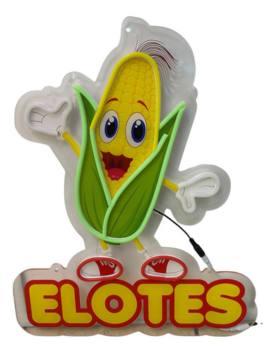Letrero Luminoso Elote Entero Imagen Con Frase Elotes Neón