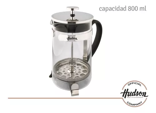 Set Caja Cafetera Embolo Hudson + 2 Taza Vidrio Termicas