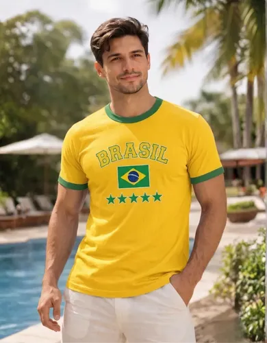 Camisa Esportiva do Brasil Masculina Futebol Retrô Seleção Amarelo P — R$ 28,40 em Mercado Livre, 48% OFF