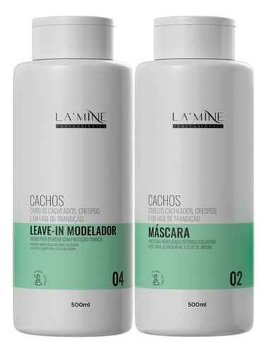Kit Máscara + Leave-in Cachos Cabelos Cacheados Lamine 500ml