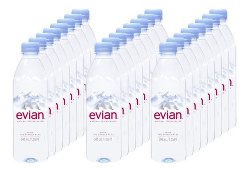 Kit De Água Evian Pet 500ml Sem Gás Com 24 Unidades