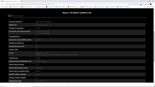 Imagen 5 de 5 de Tarjeta De Video Msi Radeon Rx 6600 Xt Gaming X 8g Usada