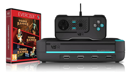 Evercade Vs-r Retro Gaming Console W/ Tomb Raider 1, 2 E 3 Cor Cinza