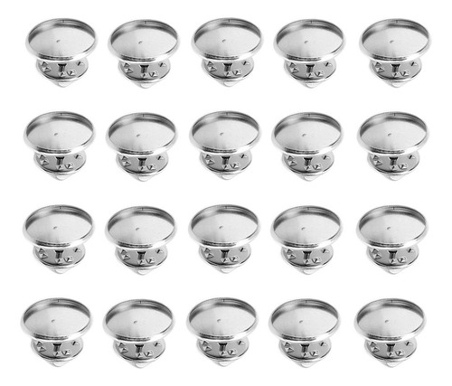 20 Piezas Broches Broches Base Bandejas De Cabujón En 16mm