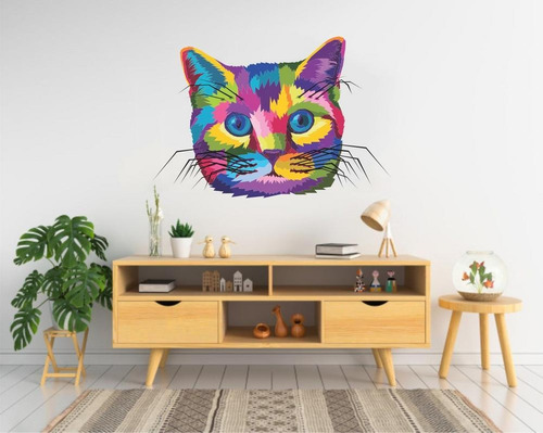 Adesivo De Parede Decoração Gato Pintura Mancha