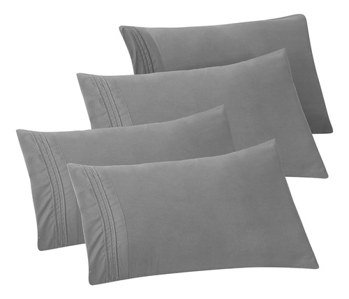 Elegant Comfort Paquete De 4 Fundas De Almohada Sólidas De 1