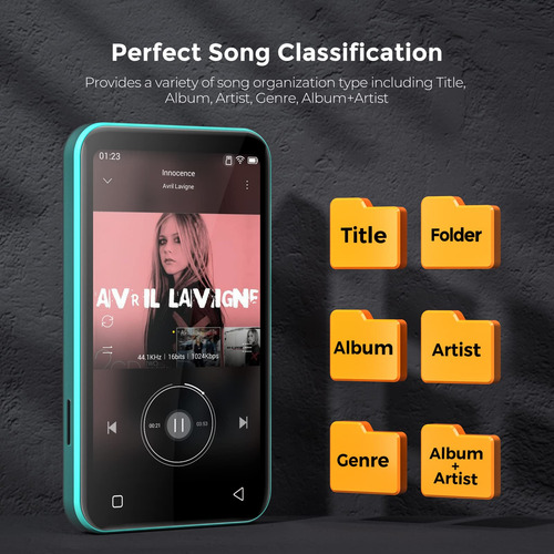 Reproductor Mp3 Timmkoo Q5 72gb Wifi Con Bluetooth 4.0 Azul