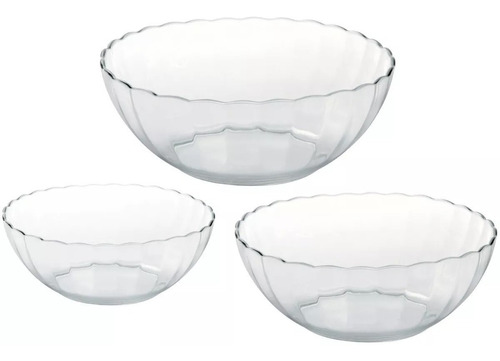 Set 3 Ensaladeras Marinex Linea Bella Vidrio Bowl Resistente