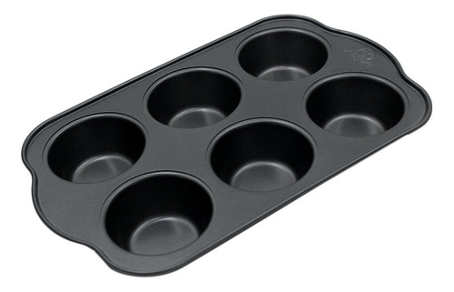 Molde Para Muffin Charola 6 Muffins Grande 7 Cm Vencort Color Negro