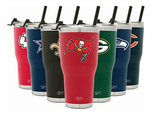 Vaso Con Tapa De Paja, Diseño De Tampa Bay Buccaneers De 30