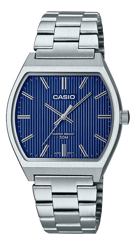 Reloj Hombre Casio Mtp-b140d-2avdf Core Mens Color De La Correa Plateado Color Del Bisel Plateado Color Del Fondo Azul