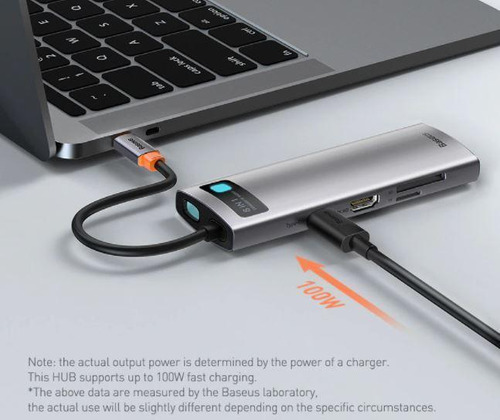 Hub Usb-c Baseus 8 Em 1 Dockstation Hdmi 4k Usb 3.0 Sd 100w
