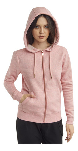 Sudadera Abierta Love To Lounge Rosa Jaspe Con Capucha Dama