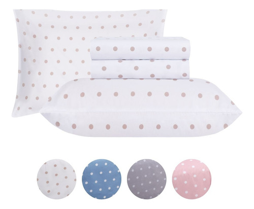Jogo De Cama Casal Sultan 180f Sonhare Prata Poá 4 Peças Cor Rosa