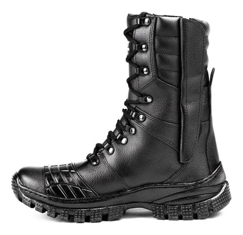 Coturno Tenis Bota Militar Tatica Couro Impermeavel C/ Ziper