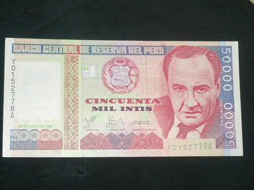 Billete De 50000 - 50 Mil Intis Año 1988 Nuevo