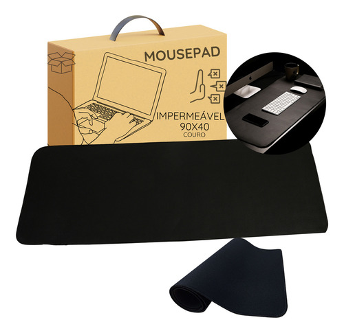 MousePad Destaque Zero Um 90x40 tapete mesa computador notebook cor preto