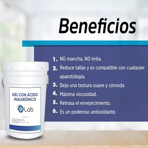 Imagen 4 de 7 de Kit Gel Conductor Hialurónico Neutro Reafirmante 1l Biolab