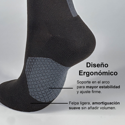 Calcetas Deportivas Para Correr Con Compresión 1 Par Negro Altura Tobillo - Quarter Unitalla Hombre