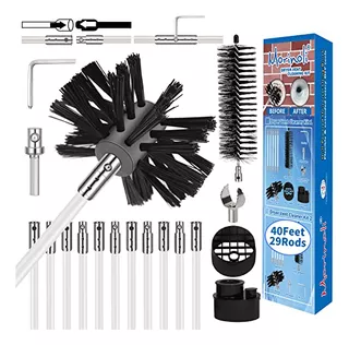 40 Feet Dryer Vent Cleaner Kit, Chrome Button Locking D...