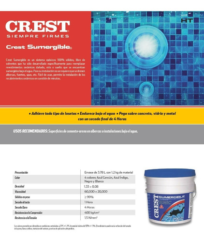 Adhesivo Sumergible Crest (para Aplicar En Albercas Llenas) | Meses sin  intereses