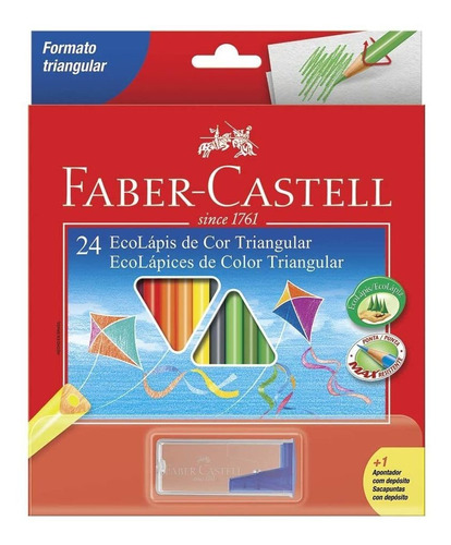 Lápis De Cor Faber-castell 24 Cores Triangular + Apontador