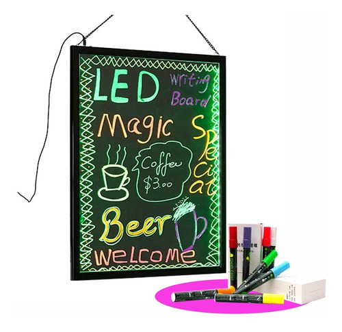 Pizarra Publicitaria Led 80*60 + Caja De 8 Plumones