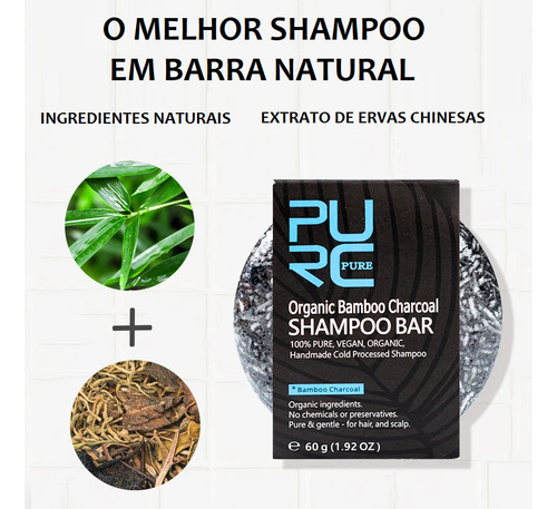 4x Purc Pure Hair Shampoo Orgânico Escurece Cabelo Grisalho