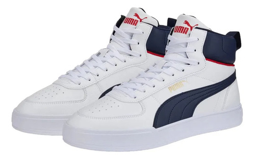 Imagen 2 de 4 de Tenis Puma Caven Mid Caballero Blanco/azul Mod.38584303 Orig