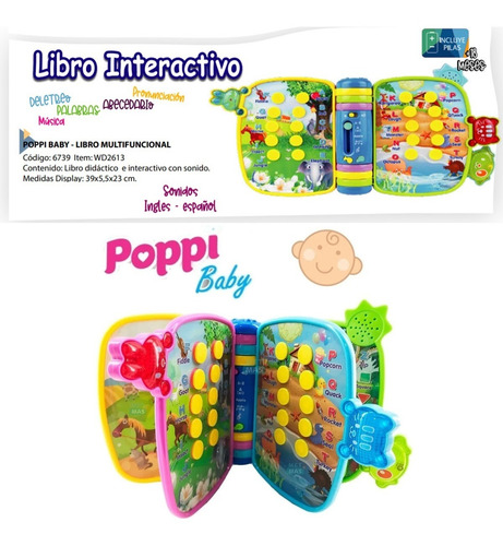 Imagen 6 de 6 de Libro Interactivo Didactico Aprendizaje Luz Y Sonido Poppi