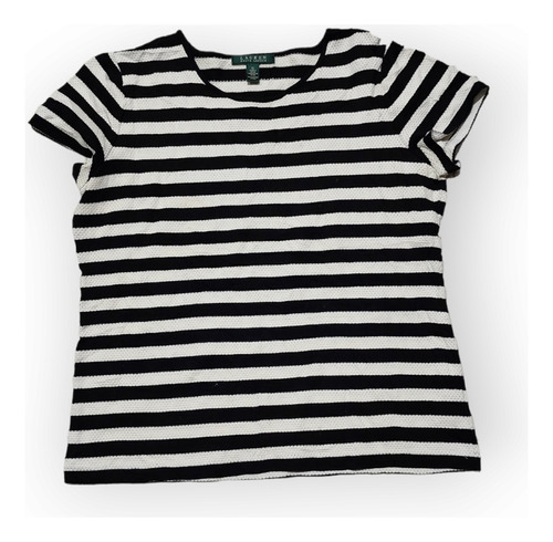 Blusa Ralph Lauren Rayada De Mujer Extra Grande Negra/blanco