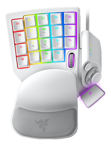 Teclado de una mano gamer Razer Tartarus Pro color mercury white con luz RGB