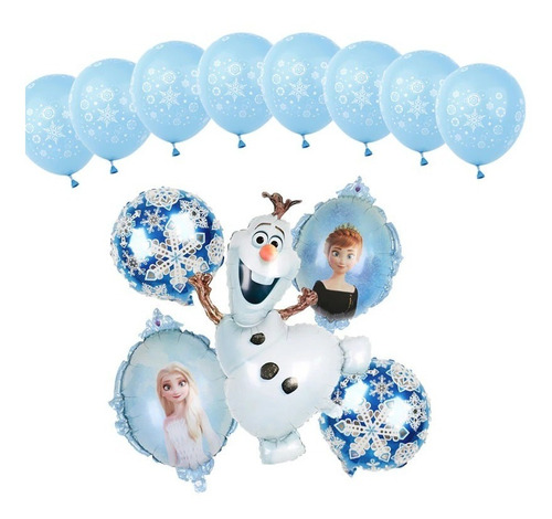 Frozen 8 Globos Latex + 5 Metalicos