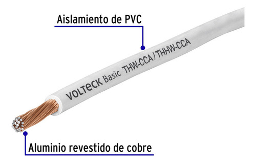 Rollo D 100 Metros D Cable Thw Cca 8 Awg Blanco Basic 40204