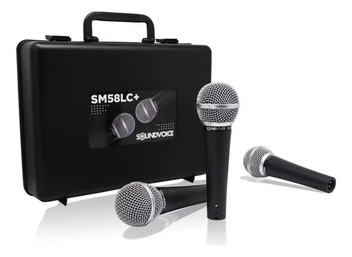 Kit Com 3 Microfones Sm58lc+ Com Case - Soundvoice