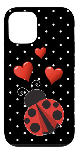 iPhone 12/12 Pro Ladybug Con Corazones Neg B08n6g2yd4_300324