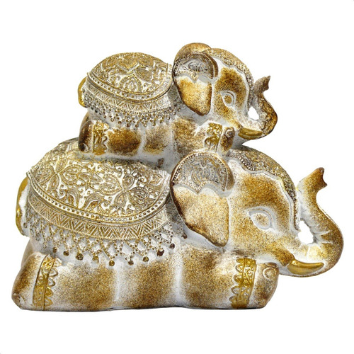 Elefante Mama Colmillo Oro Imagen Decorativa Budismo 16 Cm