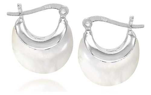 Aretes Plata 925 Con Forma Luna Creciente Blanca 630 In Aret