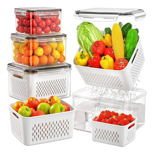 U Chef Paquete 4 Organizadores Herméticos Para Refrigerador Color Blanco