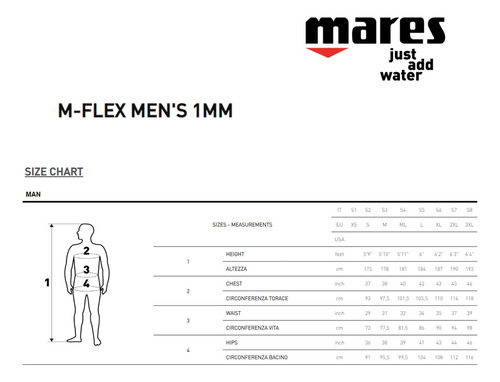 Mares Para Hombre M-flex De Neopreno De 1 Mm De Cuerpo Enter