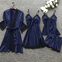 Comprar Robe De Renda De Seda Da Moda Feminina, Pijamas, Pijamas