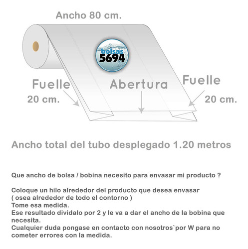 Bolsa Tubo 120 Cm Polietileno Negro 60 Mic Bobina X 50 M Negro