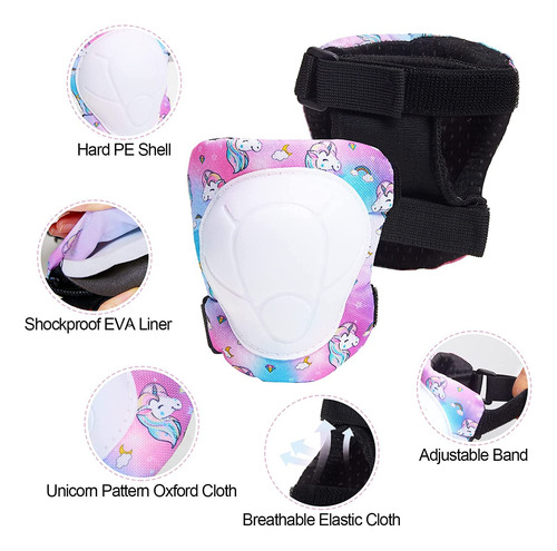 Casco Niños, Rodilleras Y Coderas De Unicornio, Protec...