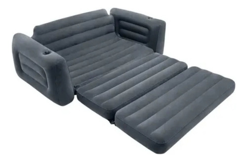Intex Sillon Sofa Cama Inflable Queen Portavasos Color Gris