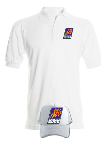 Camiseta Tipo Polo Suns Basketbal Obsequio Gorra Serie White